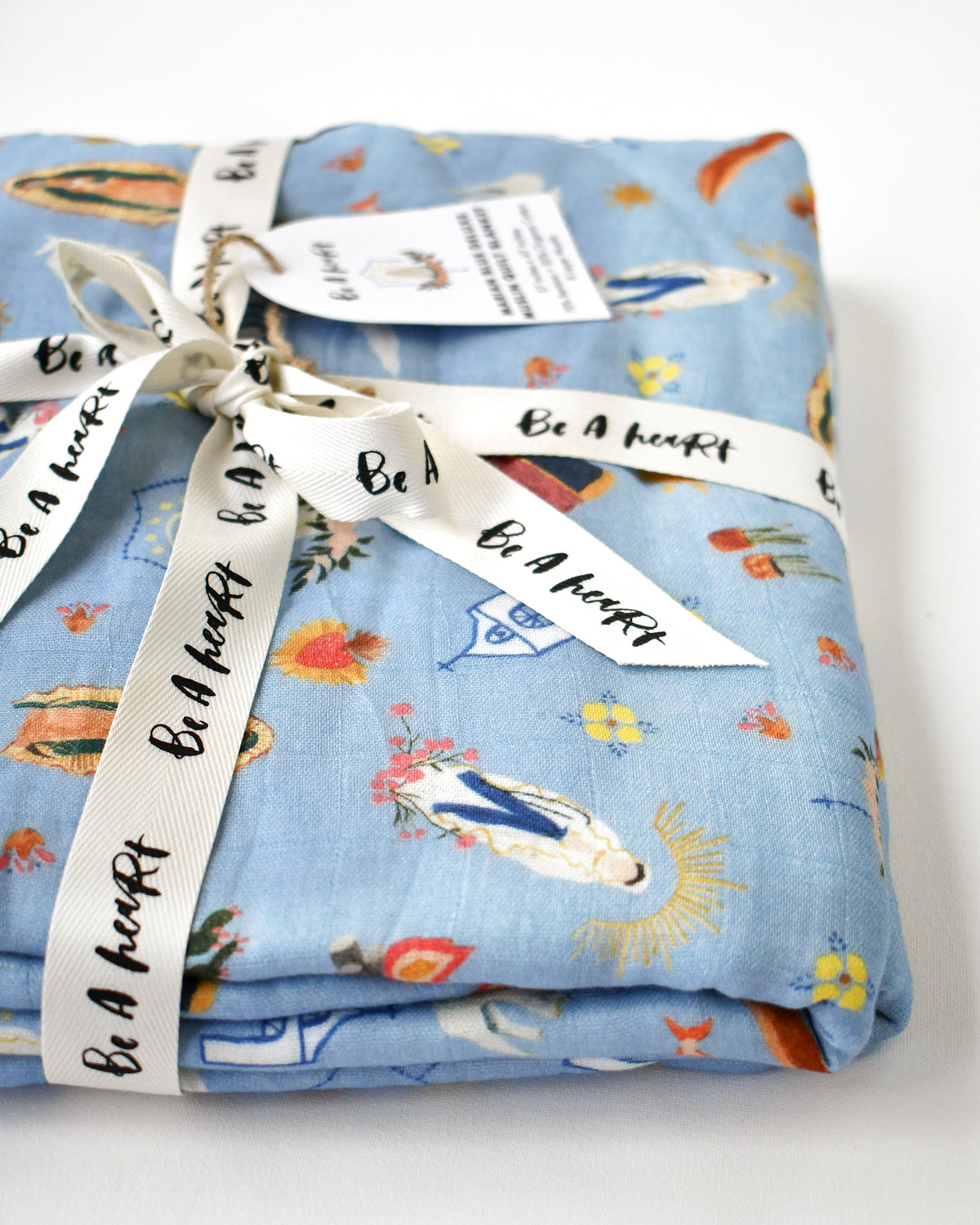 Blue Marian Muslin Quilt Baby Blanket Catholic Gifts