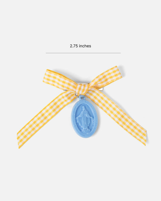 Miraculous Medal Yellow Gingham Bow
