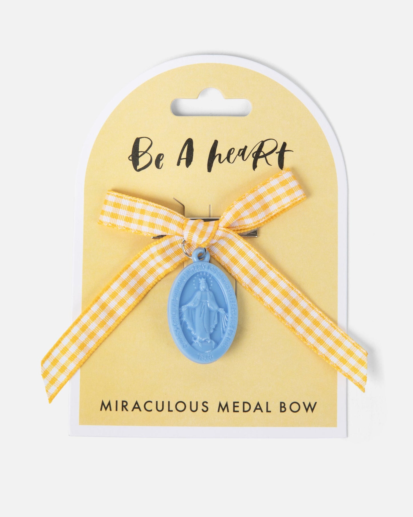 Miraculous Medal Yellow Gingham Bow