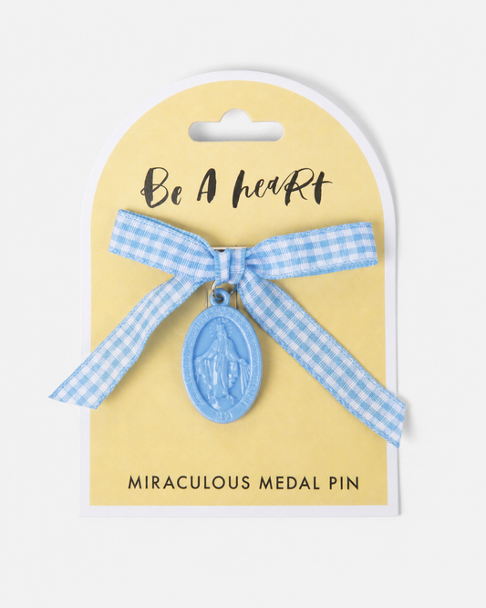 Miraculous Medal Blue Gingham Petite Pin